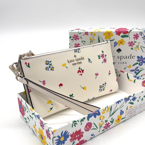 Kate Spade Staci Garden Bouquet Boxed Zip Wristlet Cream Multi - Picture 2 of 8